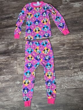 Vintage 90s Mickey Mouse Girls Pajama Set Size 10